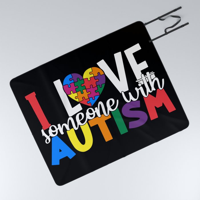 I Love Someone With Autism Picnic Blanket
