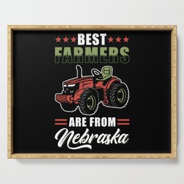 Best Farmers are from Nebraska Serving Tray