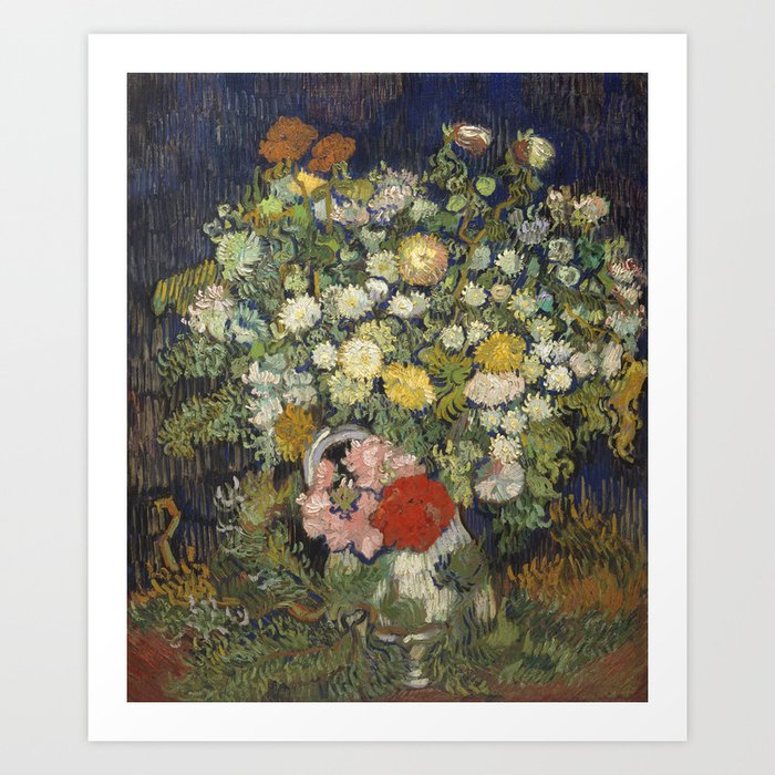 Bouquet of Flowers in a Vase - Still Life, Van Gogh Art Print