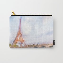 The Eiffel Tower 3 Carry-All Pouch | Movingscape, Photo, Spring, Blue, France, Eiffel, Seine, Color, Clouds, Red 