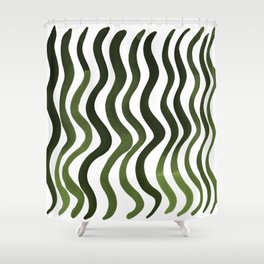 Wavy lines - sap green Shower Curtain