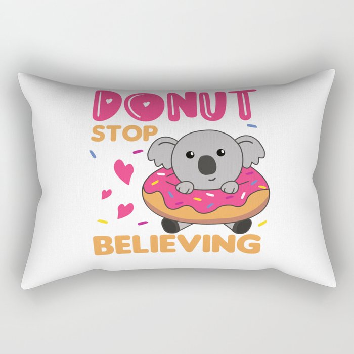Cute Koala Funny Animals In Donut Pink Rectangular Pillow