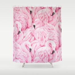 Elegant blush pink flamingo tropical bird pattern Shower Curtain
