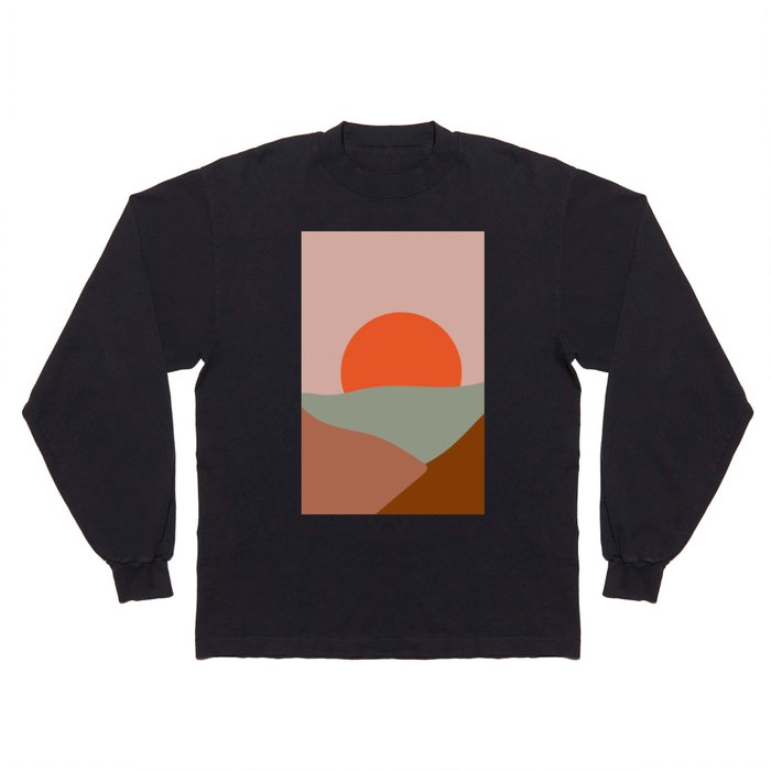 2 Boho Aesthetic Landscape Sunset 220227 Valourine Digital Design Long Sleeve T Shirt