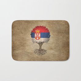 Vintage Tree of Life with Flag of Serbia Bath Mat | Graphicdesign, Serbian, Serbianflagtree, Rustictree, Treeoflifegraphic, Nature, Serbianpride, Political, Serbianflag, Forest 