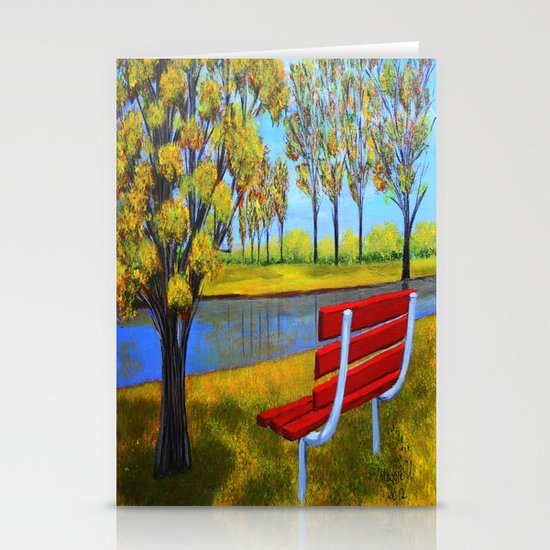 The red bench Stationery Cards