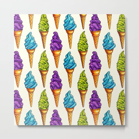 Ice Cream Blue Purple Green Metal Print