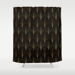 Art Deco Waterfalls // Black Luxe Shower Curtain