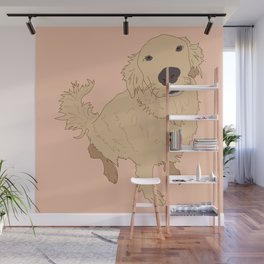 Golden Retriever Love Dog Illustrated Print Wall Mural