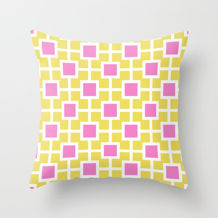 Classic Hollywood Regency Pattern 786 Yellow and Pink Throw Pillow