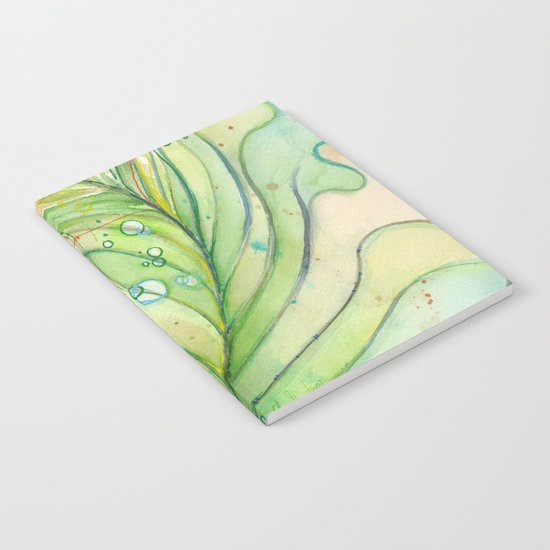 Peacock Feather Green Texture and Bubbles Notebook