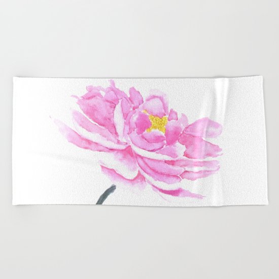 pink peony Beach Towel