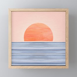 Summer Sunrise Minimal Abstract Landscape Framed Mini Art Print