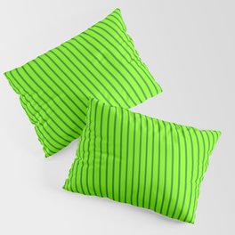 [ Thumbnail: Forest Green and Green Colored Lines Pattern Pillow Sham ]