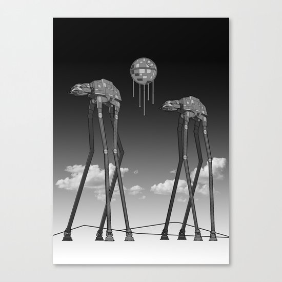 Dali's Mechanical Elephants - Black Sky Canvas Print