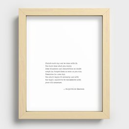 Ralph Waldo Emerson Quote - Tomorrow is a new day - Minimal, Black and White, Motivation, Inspiring Recessed Framed Print