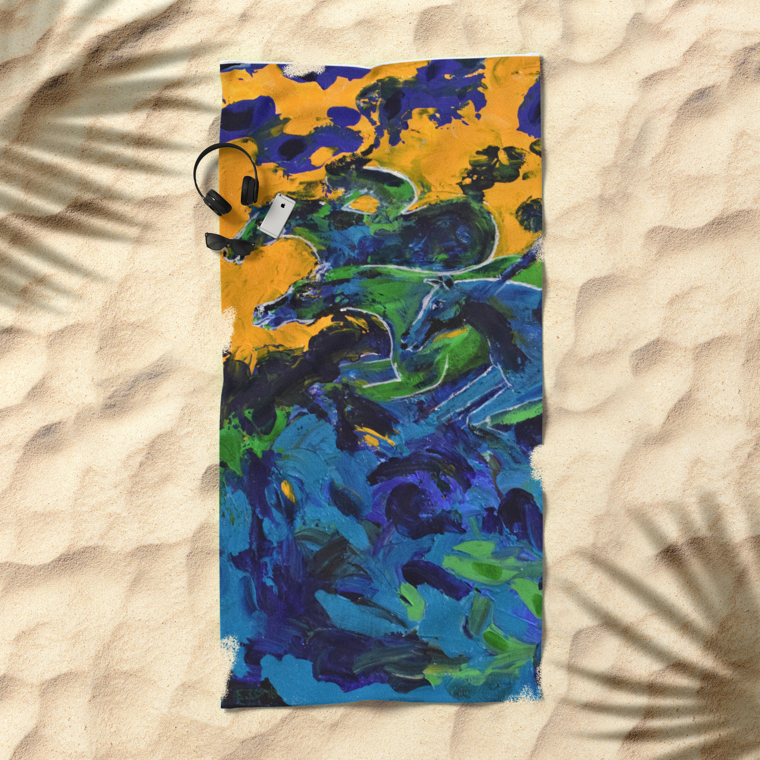 Horse Riders In The Autumn Sea Beach Towel By