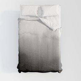 Modern Black and White Watercolor Gradient Duvet Cover