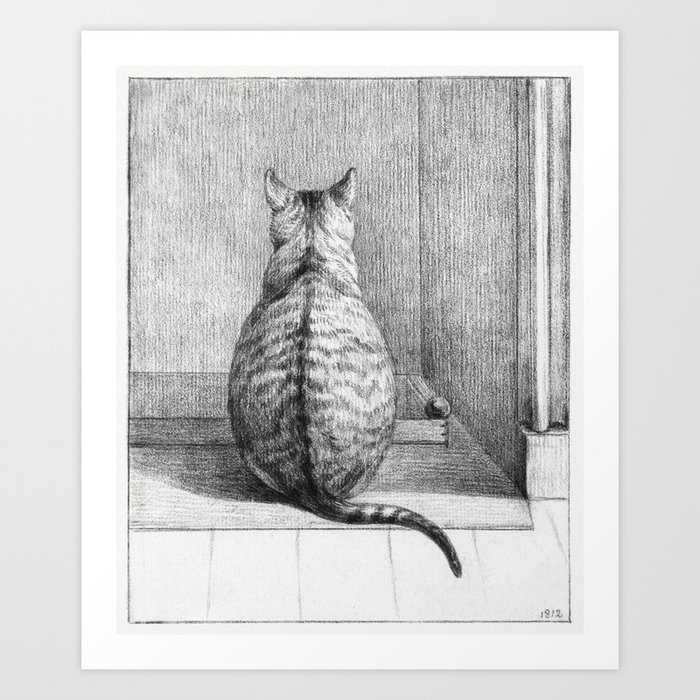 Sitting Cat, From Behind (1812) Art Print