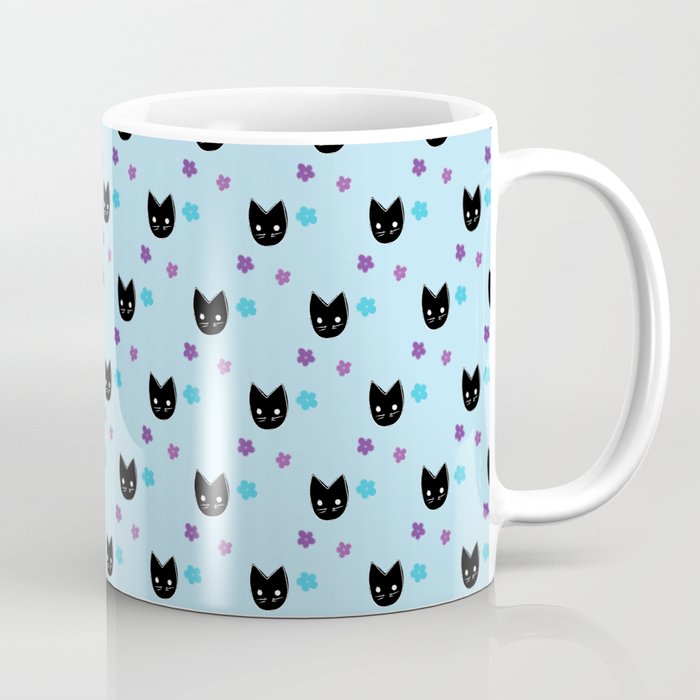 Flowers and Black Kittens for Days Coffee Mug