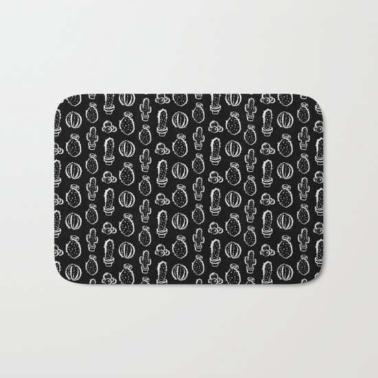Cactus everywhere black version Bath Mat