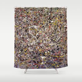 Intergalactic - Jackson Pollock style abstract painting by Rasko Shower Curtain