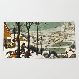 Hunters in the snow - Pieter Bruegel the Elder - 1559 Beach Towel