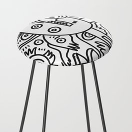 Black and White Graffiti Cool Funny Creatures Counter Stool