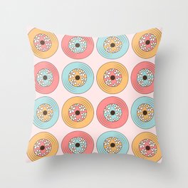 Groovy Vinyl Records, Colorful with Daisy Throw Pillow