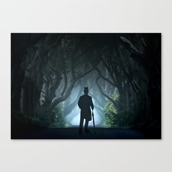 Morning visit in cold Dark Hedges Canvas Print