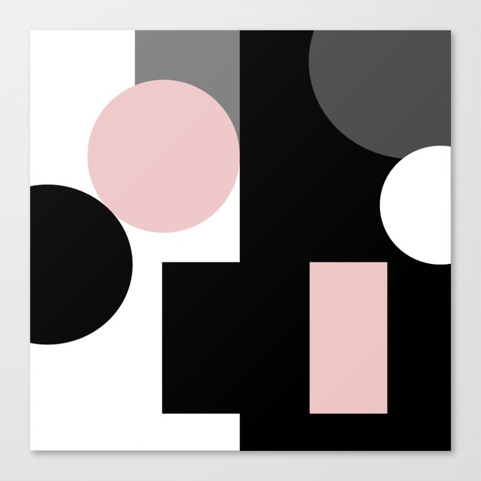 An Abstract Geometric Pattern Geometric Shapes Black Pink White Pattern Canvas Print By Fuzzyfox85 Society6
