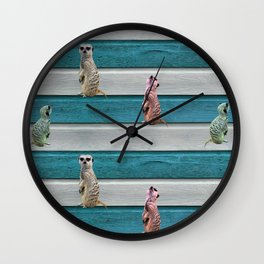 Meercat Beach Stripes Wall Clock