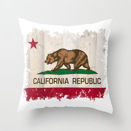 California Republic state Bear flag on wood Throw Pillow
