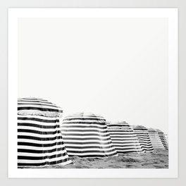 Beach Stripes - Minimalist Black and White Photography Art Print
