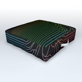 rainbow illustration - sound wave graphic Outdoor Floor Cushion | Black, Music, Colorful, Electronic, Graphicdesign, Stripes, Illustration, Rainbow, Design, Sound 