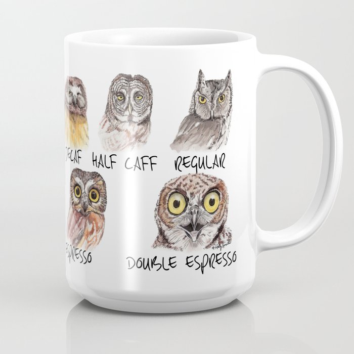 Funny Cute Green Owl Pattern Travel Mug – Amy's Coffee Mugs