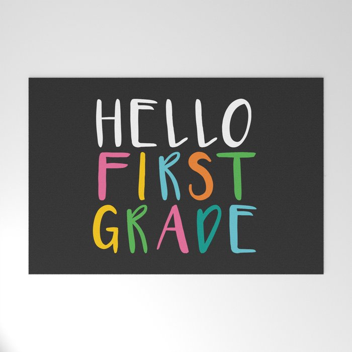 Back To School Hello First Grade Welcome Mat By Socoart Society6