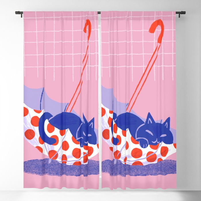 Umbrella Cat Blackout Curtain