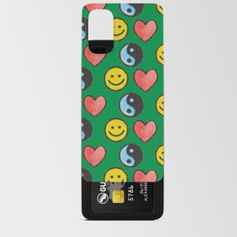 Hand-painted Y2K Symbols \\ Smiley | Heart | Yin Yang \\ Green BG Android Card Case