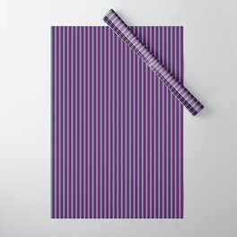 [ Thumbnail: Sea Green and Purple Colored Striped/Lined Pattern Wrapping Paper ]