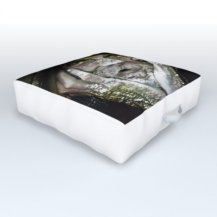 Old man as part of nature - artistic illustration design Outdoor Floor Cushion
