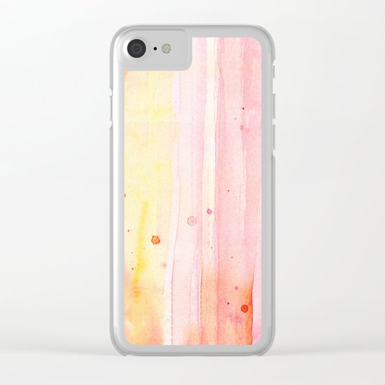 Pink Orange Rain Watercolor Texture Splatters Clear iPhone Case