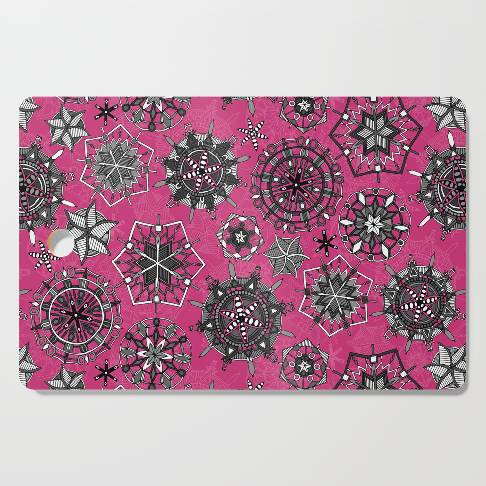 Mandala Snowflakes Pink Cutting Board by sharonturner