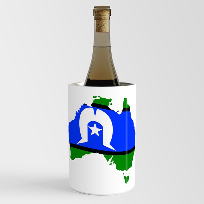 Torres Strait Islander Flag On Map Of Australia Wine Chiller