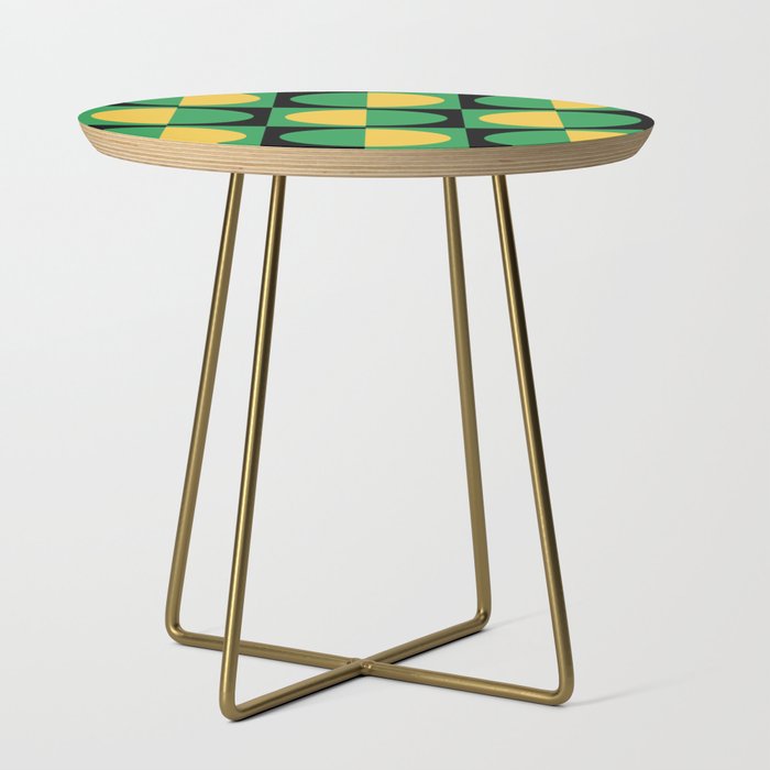 Retro Geometric Half Square and Circle Pattern 457 Side Table