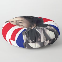 Queen Elizabeth II with British Flag Floor Pillow