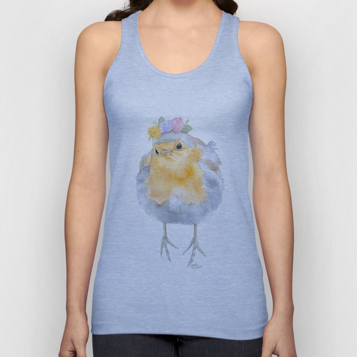 Robin Floral Wreath Watercolor Painting Tank Top