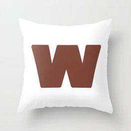 w (Brown & White Letter) Throw Pillow