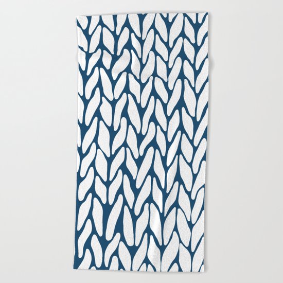 Hand Knitted Navy Beach Towel