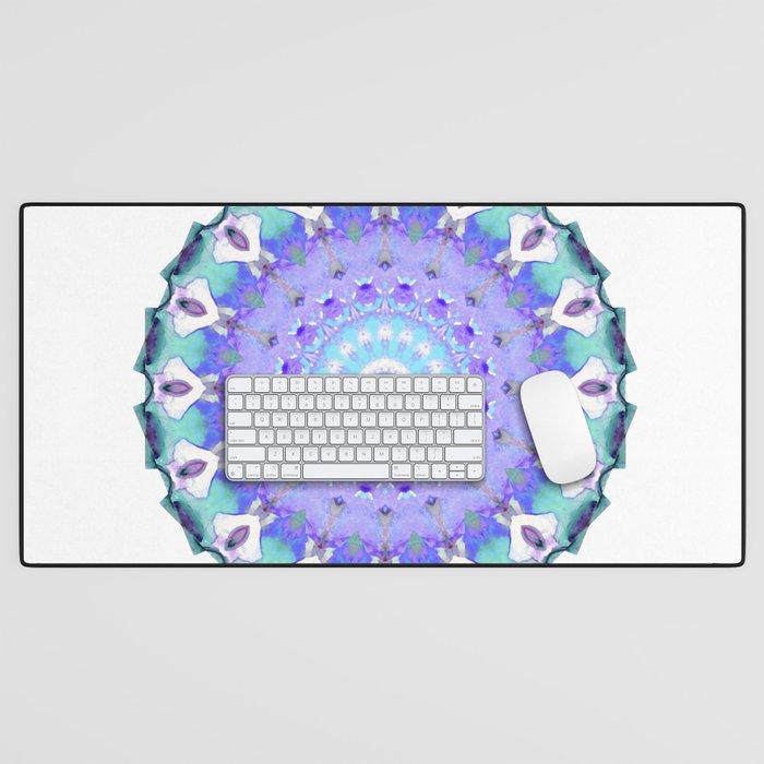 Crown Light Mandala Art In Purple And Blue by Sharon Cummings Desk Mat